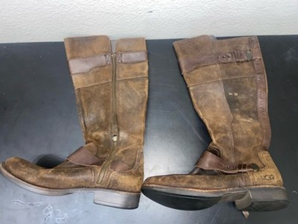 UGG Women’s Tall Leather Riding Boots Brown 1001751 Zip Strap Style Size 8